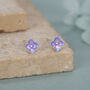 Sterling Silver Purple Hydrangea Enamel Stud Earrings, thumbnail 4 of 12