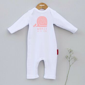 Happy First Fathers Day Baby Whale Romper, 10 of 12