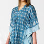 Blue Floral 100% Cotton Beach Kaftan, thumbnail 5 of 7
