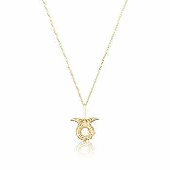 Solid Gold/White Gold Genuine Diamond Zodiac Necklace, 9 of 12