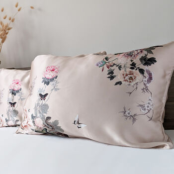 Silk Pillowcase Pink 100% Pure Soft Mulberry Silk Floral Luxury Hair Care Standard Double 50x75cm, 6 of 7