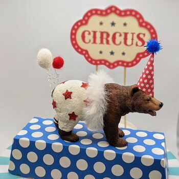 Personalised Circus Grizzly Bear Cake Topper, 2 of 6