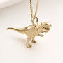 Yellow Gold Plated T Rex Dinosaur Necklace, thumbnail 2 of 11