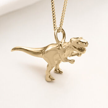 Yellow Gold Plated T Rex Dinosaur Necklace, 2 of 11