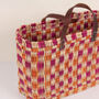 Chequered Reed Basket, Pink + Orange, thumbnail 6 of 6