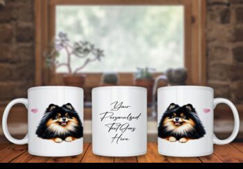 Personalised Black And Tan Pomeranian Dog Hearts Pet Gift Mug, 2 of 2