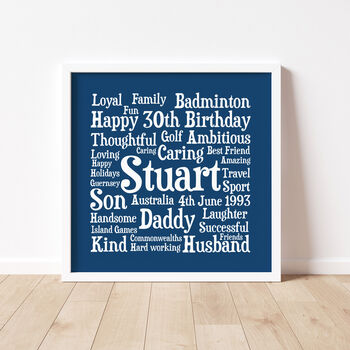 Birthday Personalised 30th Word Art Gift, 3 of 3