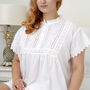 White Cotton Victorian Styled Pyjama Set, thumbnail 4 of 6