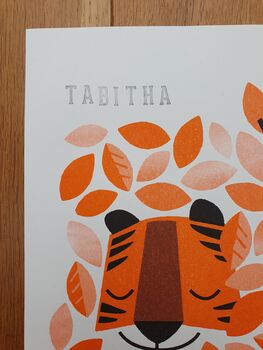 Personalised Hidden Tiger Riso Print A3, 2 of 3