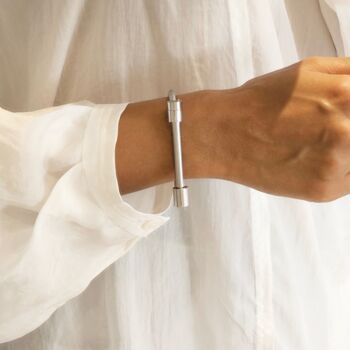 Screw Cuff Bangle Silver, 5 of 6