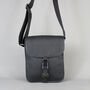 Black Leather Crossbody Flight Bag With Gunmetal Zip, thumbnail 5 of 10