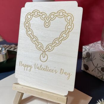 Personalised Wooden Valentine’s Keepsake Interlocking Chain Heart, 6 of 11