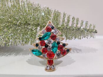 Diamante Christmas Tree Brooch, 2 of 2