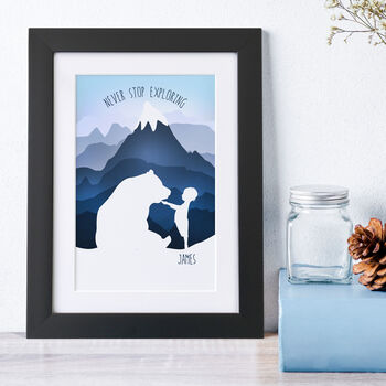Personalised Never Stop Exploring Boy And Bear Artwork, 2 of 8