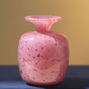 Vintage Mid Century Mottled Studio Glass Vase Pink, 3 of 3