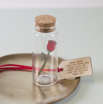 Miniature Rose In A Bottle With Personalised Message, 4 of 5