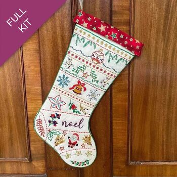 Christmas Festive Hand Embroidery Stocking Kit, 5 of 6