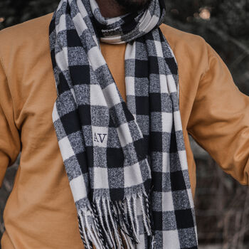 Monogram Black And White Check Scarf, 2 of 2