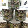 Set Of Six Palace Mugs In William Morris Black Strawberry Thief Design, thumbnail 4 of 10