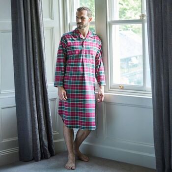 Men's 'Gaia' Tartan Brushed Cotton Nightshirt, 2 of 4