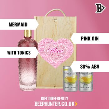 Mum Mermaid Pink Gin Gift Set With Tonics, 2 of 8