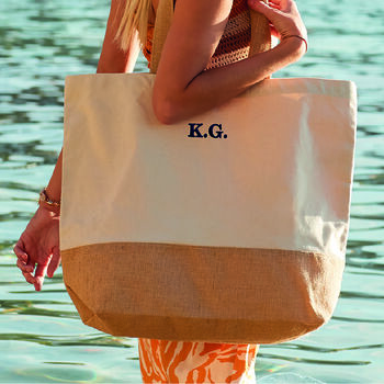 Personalised Initials Embroidery Beach Tote Bag Gift, 3 of 3