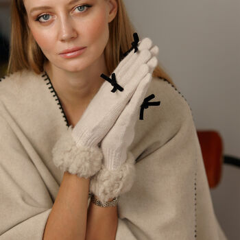 Cosy Bouclé Cuff Knitted Gloves Alpaca Wool Blend, 6 of 12