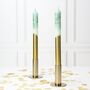 Handmade Turquoise And Gold Dipped Glitter Candlesticks Pair, thumbnail 1 of 2