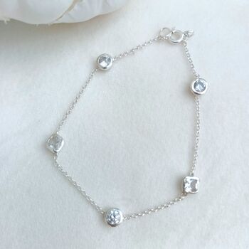 Nine Brilliant And Cushion Diamond Necklace In Silver, 2 of 3