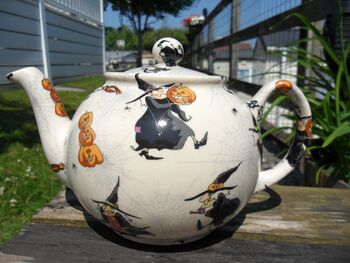 Two Cup Teapot In Hubble Bubble Witches Design, 4 of 6