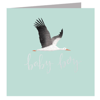 Blue Stork Baby Boy Greetings Card, 2 of 5