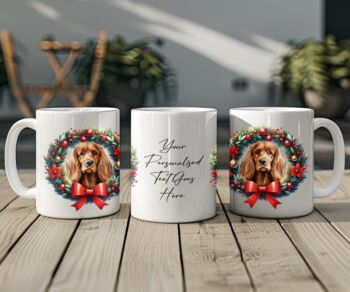 Personalised Cocker Spaniel Christmas Wreath Dog Mug, 2 of 2