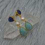 Blue Jade Pearl Amazonite Silver Earrings, thumbnail 6 of 7