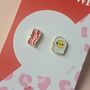 Happy Little Bacon And Egg Enamel Stud Earrings, thumbnail 4 of 4