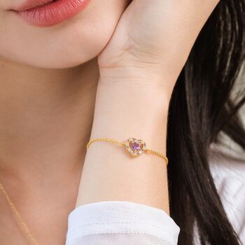 Purple Heart Lavender Amethyst Bracelet In Silver And Gold, 6 of 10