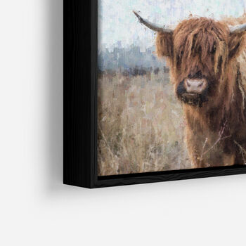 Highland Cow Canvas Art Print Framed, 3 of 4