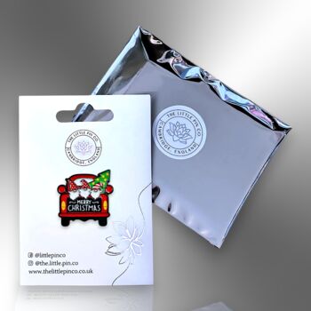 Merry Christmas Truck With Santa Claus And Tree Enamel Pin Badge Brooch, 5 of 8