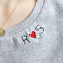 Personalised Embroidered Heart And Initials T Shirt, thumbnail 2 of 3