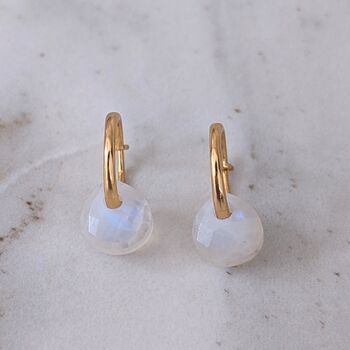 The Nugét Moonstone June Birthstone Earrings, Gold, 2 of 6