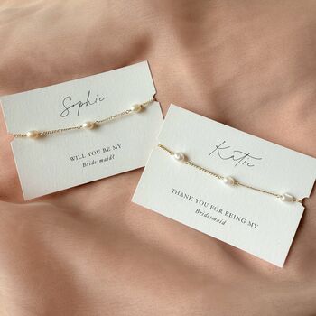 Personalised Freshwater Pearl Bracelet, 18 K Gold Plated, 5 of 5
