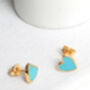 18 K Gold Vermeil Turquoise Enamel Heart Stud Earrings, thumbnail 4 of 10