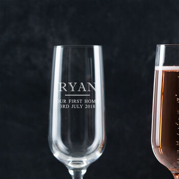 Personalised Engraved Champagne Flute Pair Housewarming Gift, 3 of 6