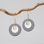 Cream And Navy Geometric Circular Earrings • Gold Plated Sterling Silver Hooks, thumbnail 3 of 8