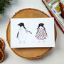 Festive Penguins Christmas Cards, thumbnail 1 of 2
