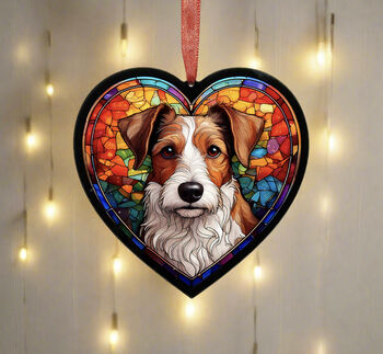 Fox Terrier Stained Glass Effect Heart Suncatcher, 3 of 5