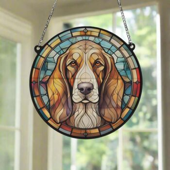 Bassett Hound Stained Glass Effect Suncatcher, 6 of 6