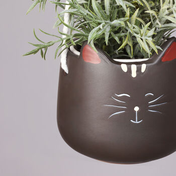 G Decor Happy Ceramic Hanging Cat Planter, 3 of 4