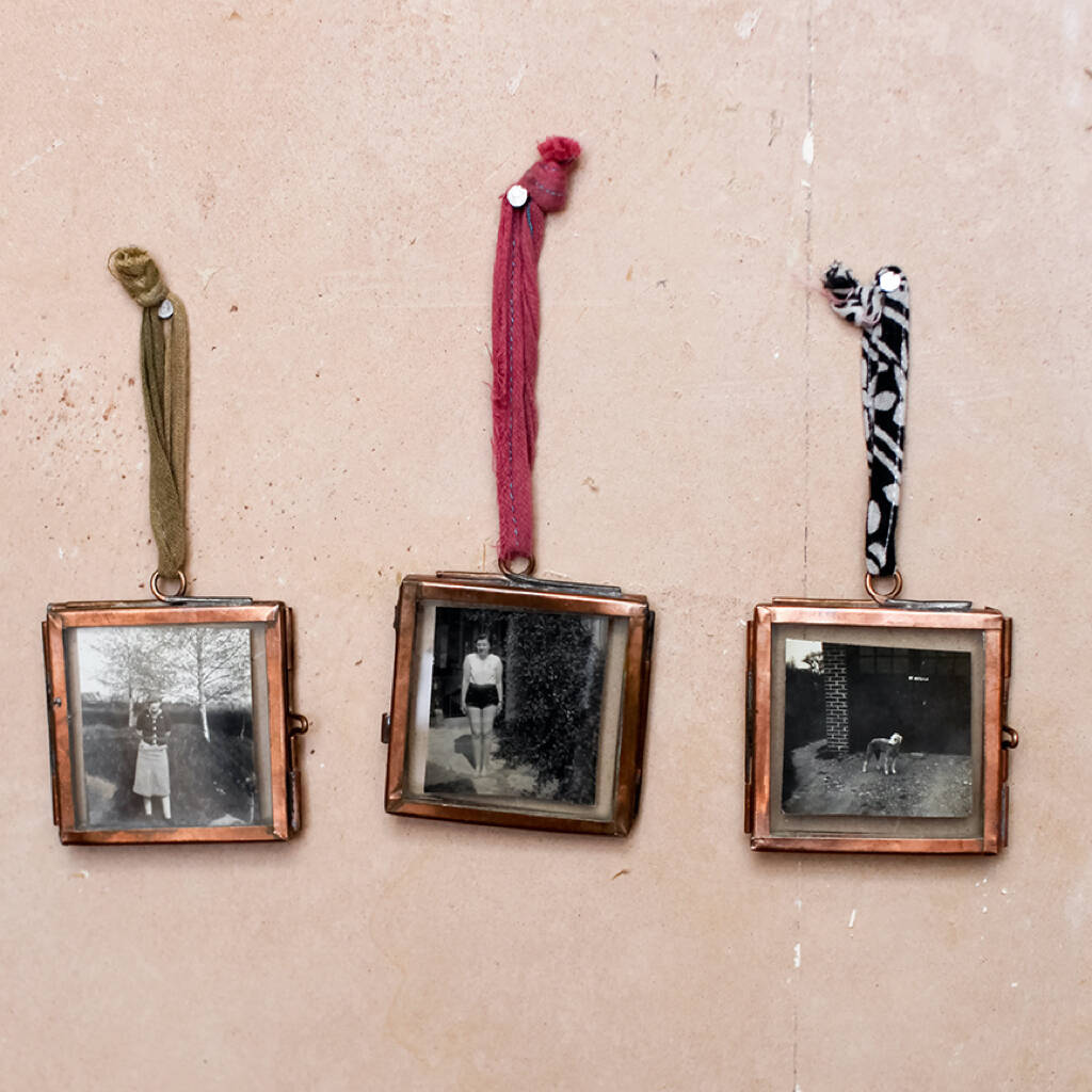 Set Of Four Tiny Antique Brass Hanging Frames By all things Brighton