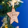 Baby's First Christmas Star Decoration, Solid Beech, thumbnail 4 of 9