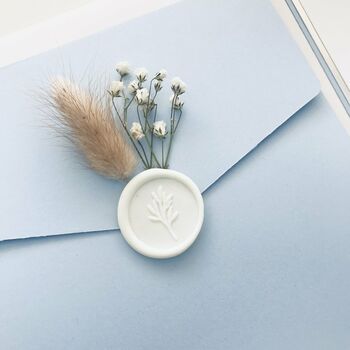Dusky Blue And White Bunny Tails Wedding Invitation, 5 of 7